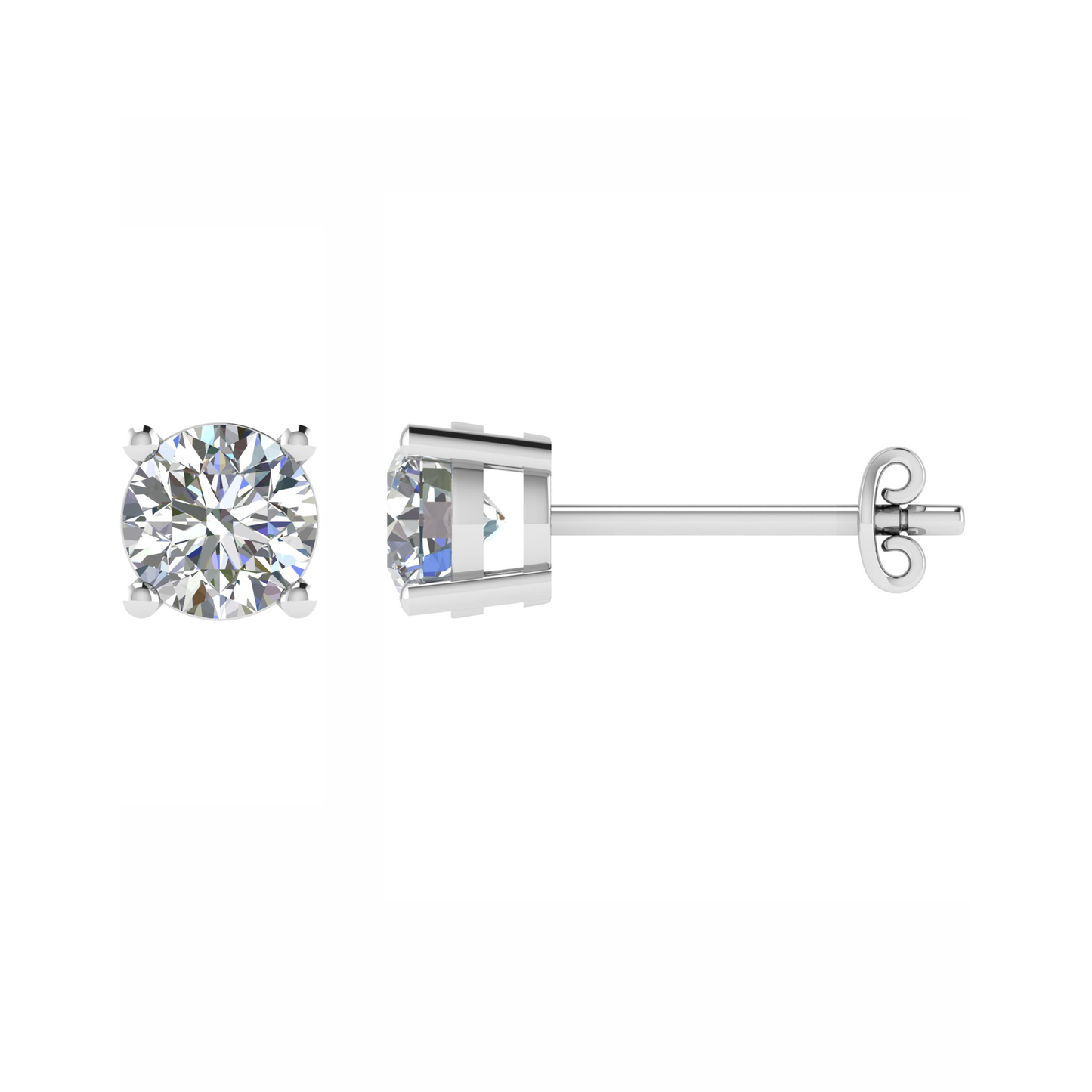 PT950 Beautiful Plain Diamond stud Earrings for women, Mt RD 4.0mm 2.37gm