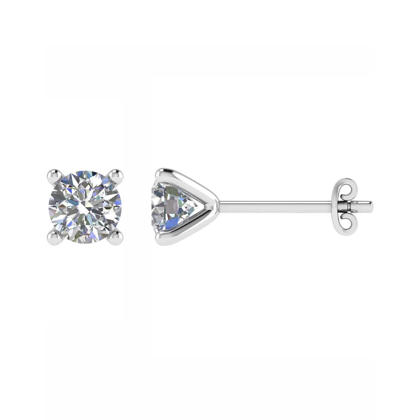 PT950, Classic Plain Diamond stud Earring s for looking elegant, MT RD 4.8mm 2.22gm