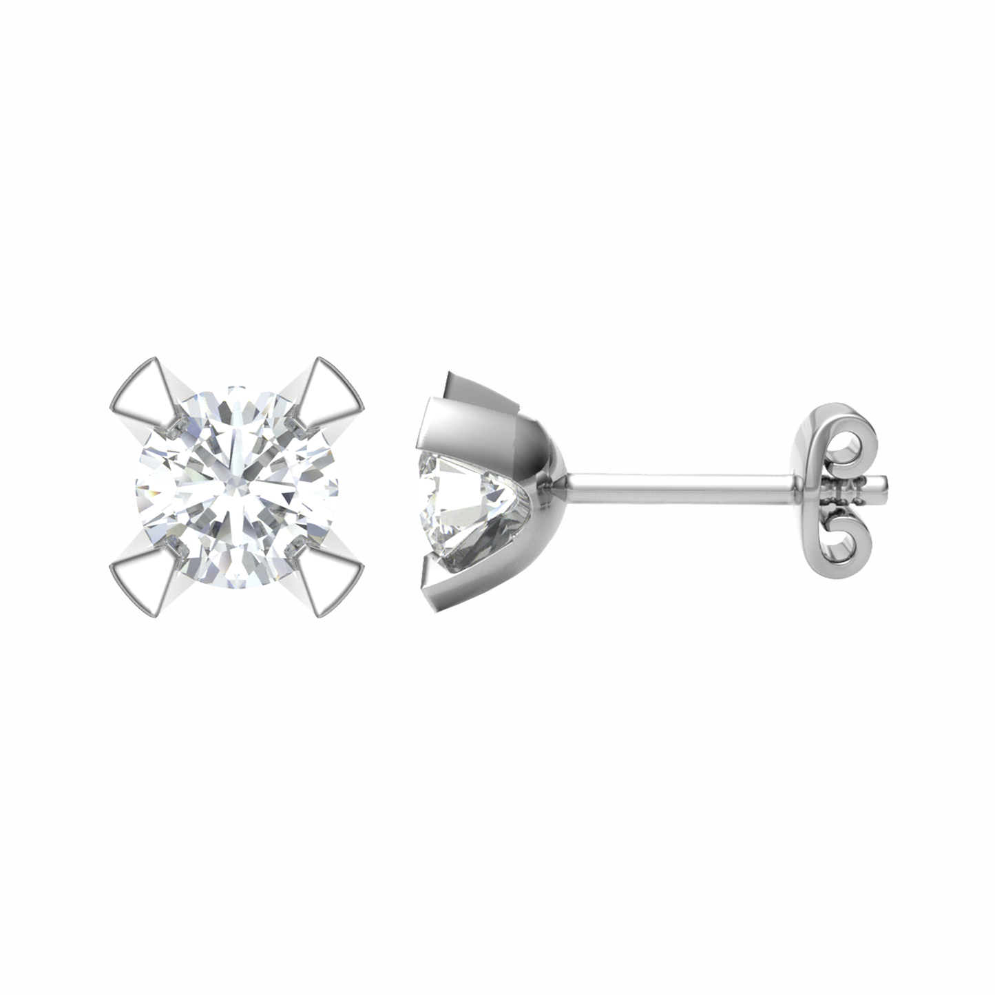 18CT, Mt RD 3mm 0.94g, Beautiful Stud Plain Earrings for Girls