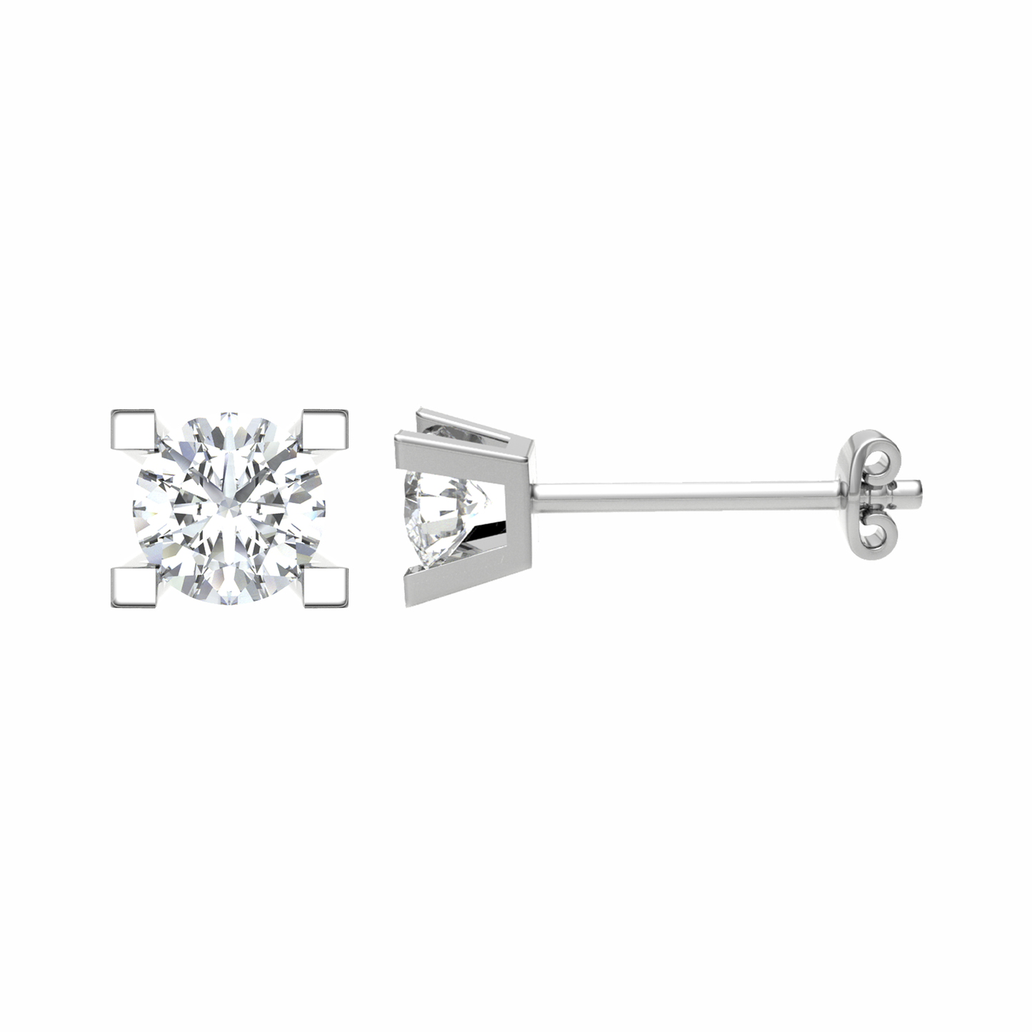 18CT, Mt RD 3.8mm 1.022g, Diamond Stud Plain Earrings for looking Stunning