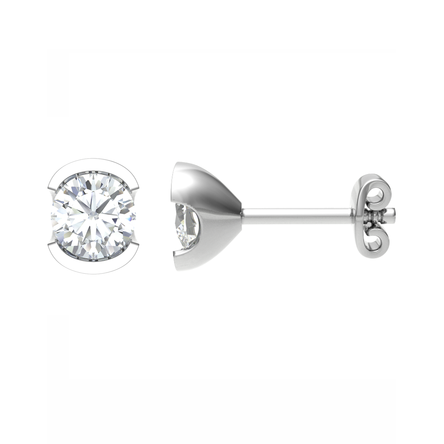 18CT, Mt RD 3.5mm 0.92g, Diamond Stud Plain Earring for Looking Elegant