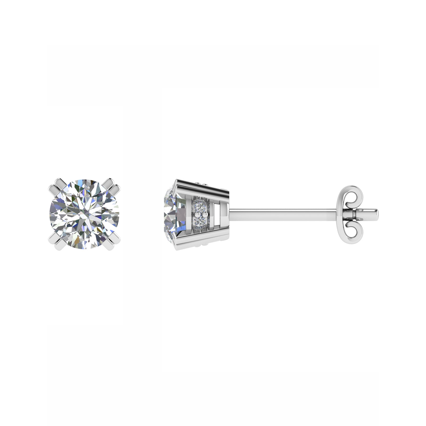 18ct, Mt RD 4.5mm D 0.04ct 1.17gm, Stunning Diamond Stud Dia. Plain Earrings