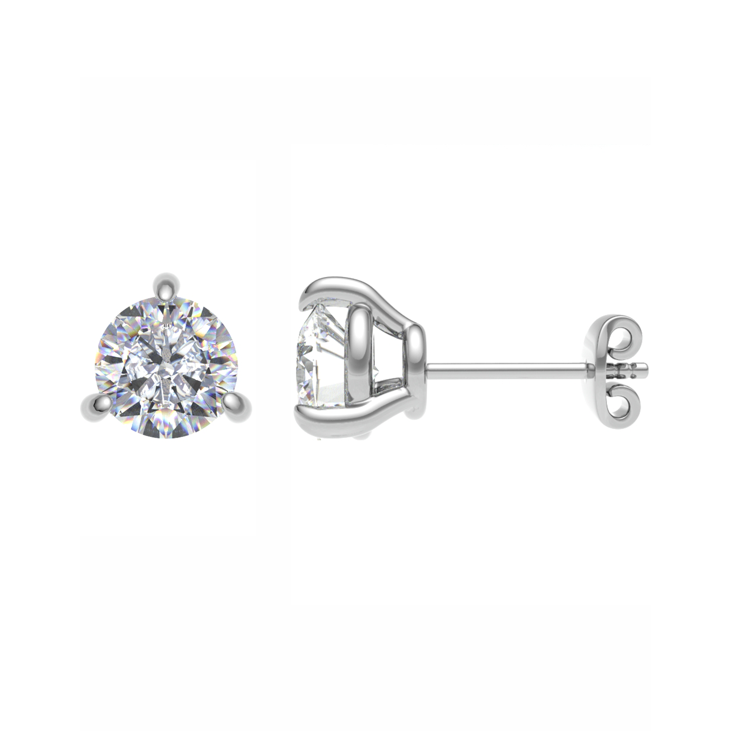 PT950, Mt RD 6.5mm 3.28gm, Simple Diamond Stud Plain Earrings for Casual Wear