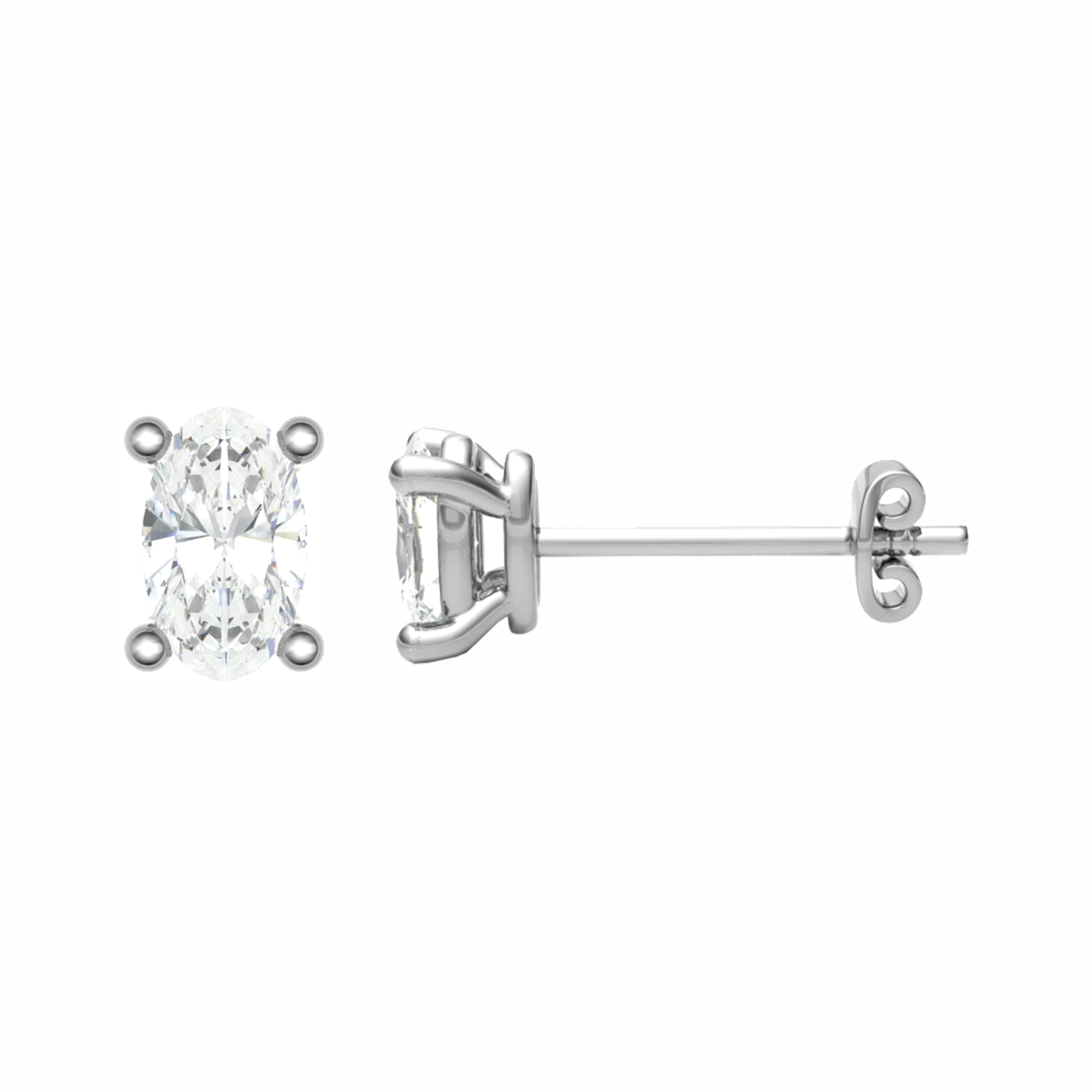 PT950, Mt OV 5.0x3.0mm 2.06gm, Diamond Oval Stud Plain Earrings for looking elegant