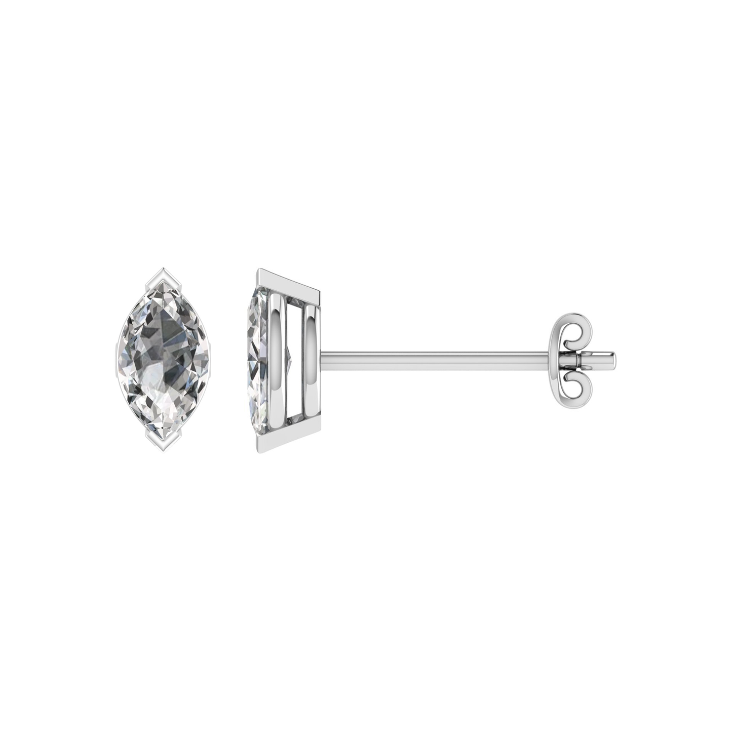 18ct, Mt MQ 10x5mm 1.66gm, Beautiful Stud Plain Earrings for girls
