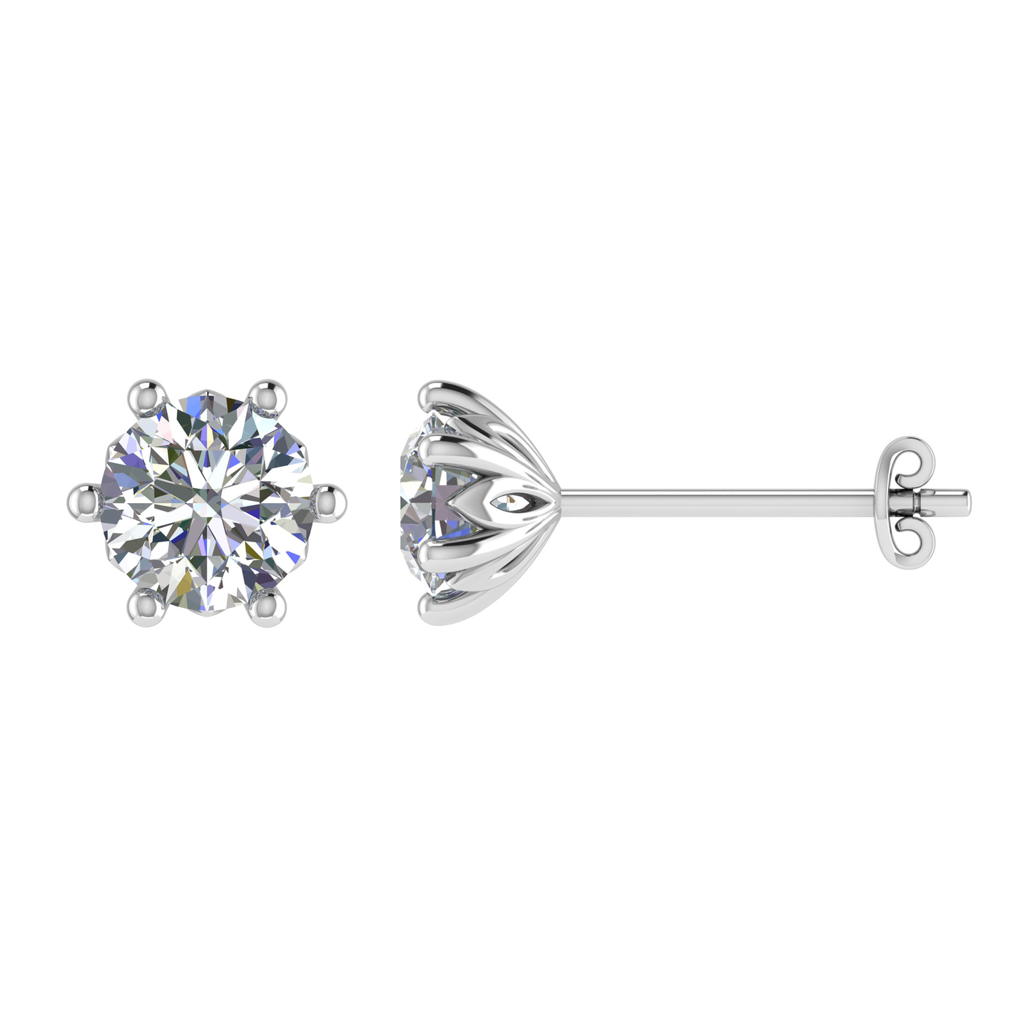 18CT, Elegant Plain Stud Earring for girls, Mt RD 5.0mm 1.19gm
