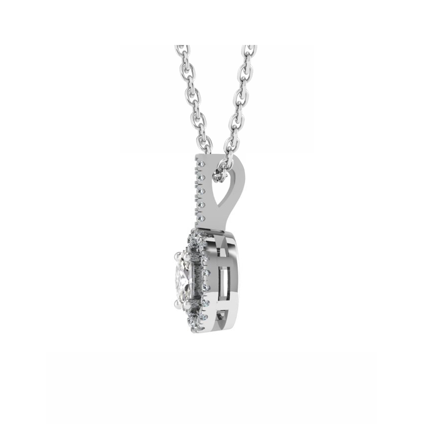 18CT Diamond Halo Pendant Necklace Mt RD 6x4mm D 0.09ct 0.81gm