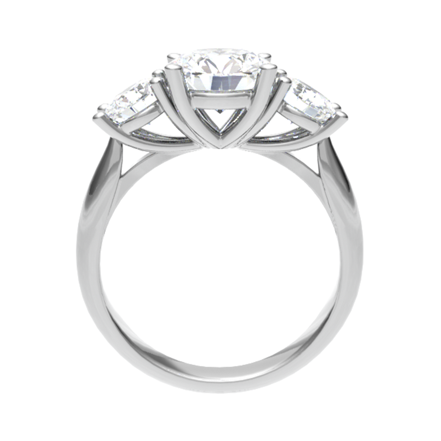 18CT Three Stone princess cut diamond ring 4.8/5.0/4.8mm 3.14gm